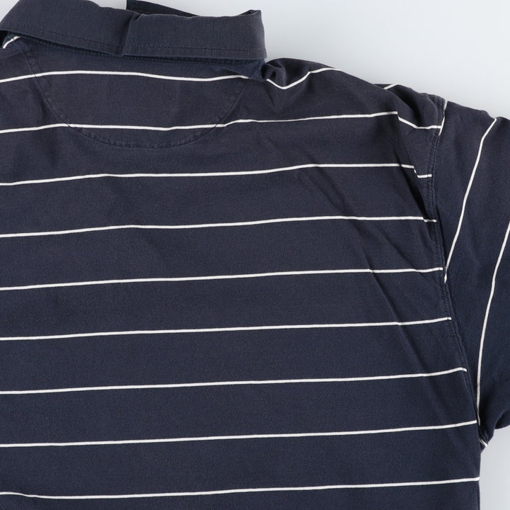 Ralph Lauren CHAPS Short-Sleeve Striped Polo Shirt, Men's Size XL (approx.) cotton navy blue type Vintage Second Hand