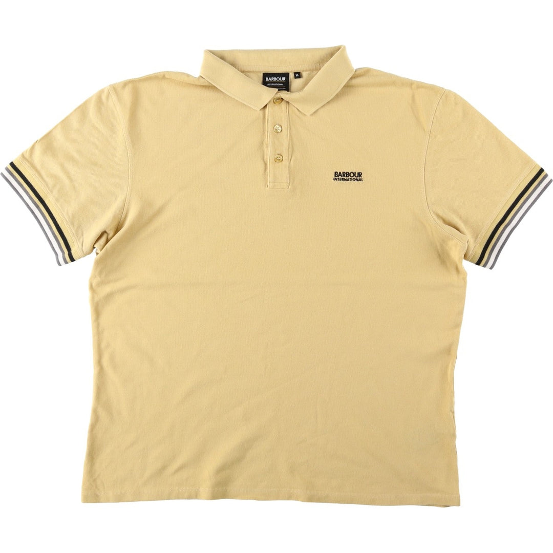 Barbour Tailored Fit Short-Sleeve Polo Shirt, Men's Size XL (approx.) cotton yellow type Vintage Second Hand