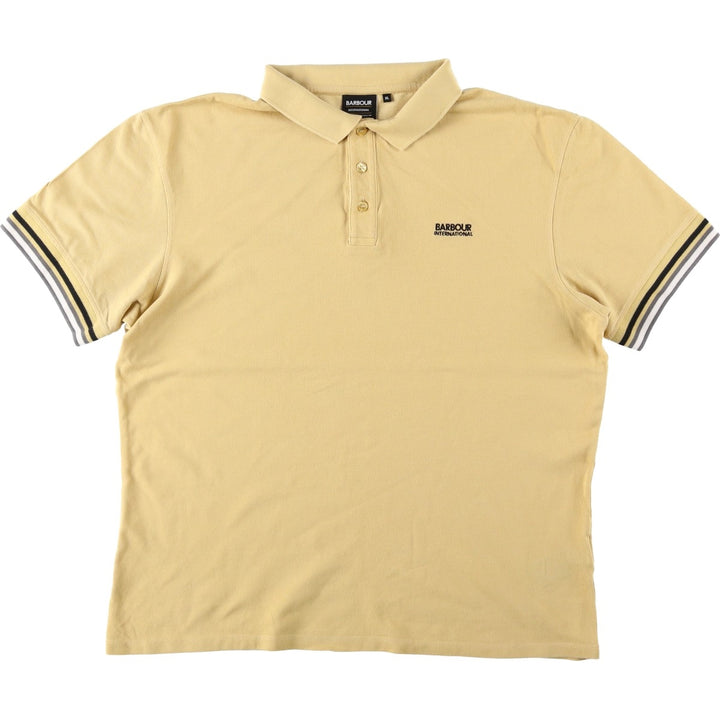 Barbour Tailored Fit Short-Sleeve Polo Shirt, Men's Size XL (approx.) cotton yellow type Vintage Second Hand