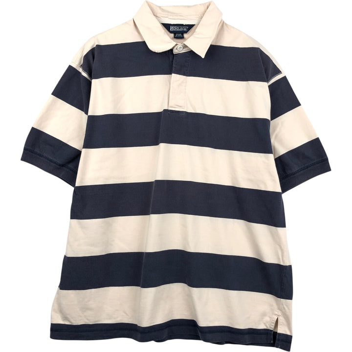 80s-90'S Lands' End striped short-sleeved polo shirt, men's size L (approx.), vintage. cotton navy blue type Vintage Second Hand