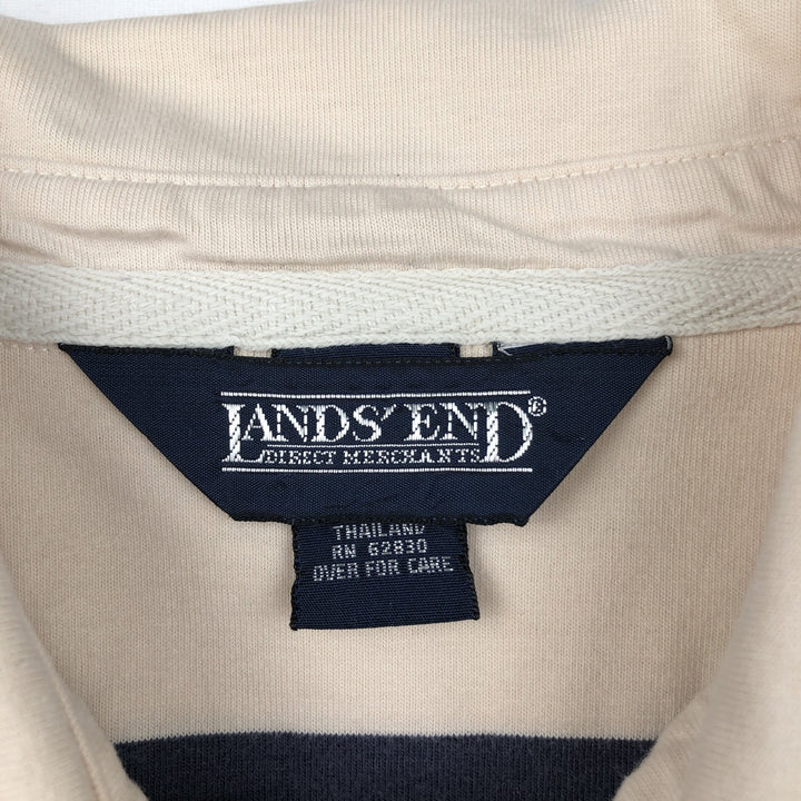 80s-90'S Lands' End striped short-sleeved polo shirt, men's size L (approx.), vintage. cotton navy blue type Vintage Second Hand