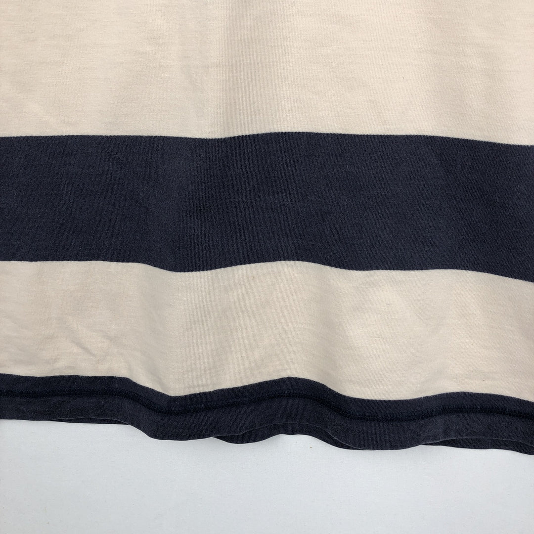 80s-90'S Lands' End striped short-sleeved polo shirt, men's size L (approx.), vintage. cotton navy blue type Vintage Second Hand