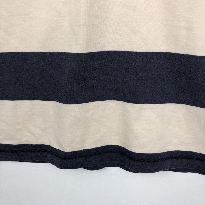 80s-90'S Lands' End striped short-sleeved polo shirt, men's size L (approx.), vintage. cotton navy blue type Vintage Second Hand