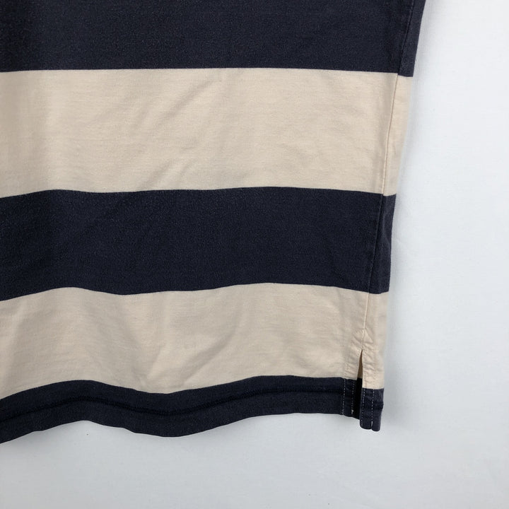 80s-90'S Lands' End striped short-sleeved polo shirt, men's size L (approx.), vintage. cotton navy blue type Vintage Second Hand