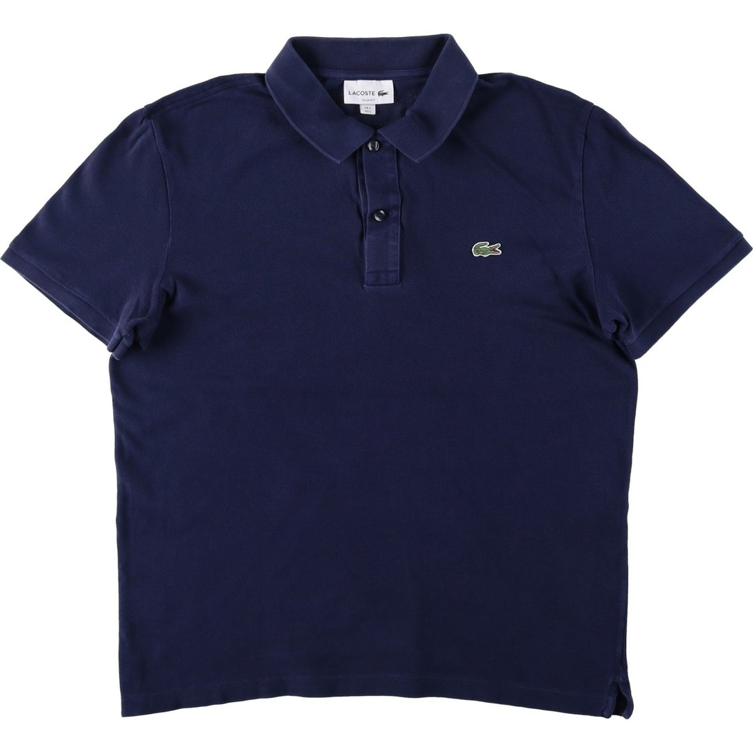 Lacoste LACOSTE SLIM FIT short sleeve polo shirt 5 men's L equivalent cotton navy blue type Vintage Second Hand