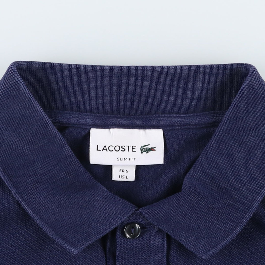 Lacoste LACOSTE SLIM FIT short sleeve polo shirt 5 men's L equivalent cotton navy blue type Vintage Second Hand