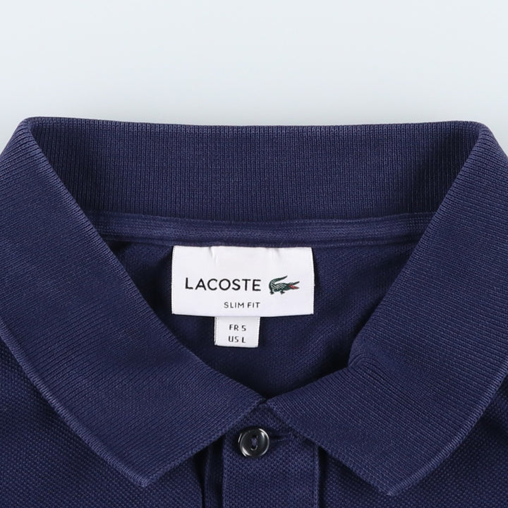 Lacoste LACOSTE SLIM FIT short sleeve polo shirt 5 men's L equivalent cotton navy blue type Vintage Second Hand