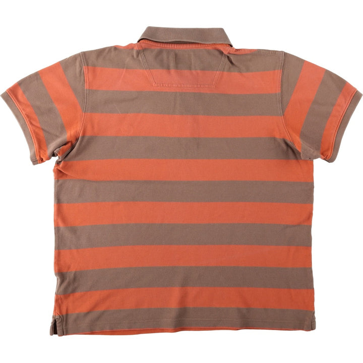 Timberland Short-Sleeve Striped Polo Shirt, Men's Size XL (approx.) cotton brown type Vintage Second Hand