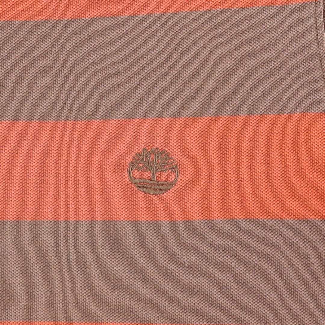 Timberland Short-Sleeve Striped Polo Shirt, Men's Size XL (approx.) cotton brown type Vintage Second Hand
