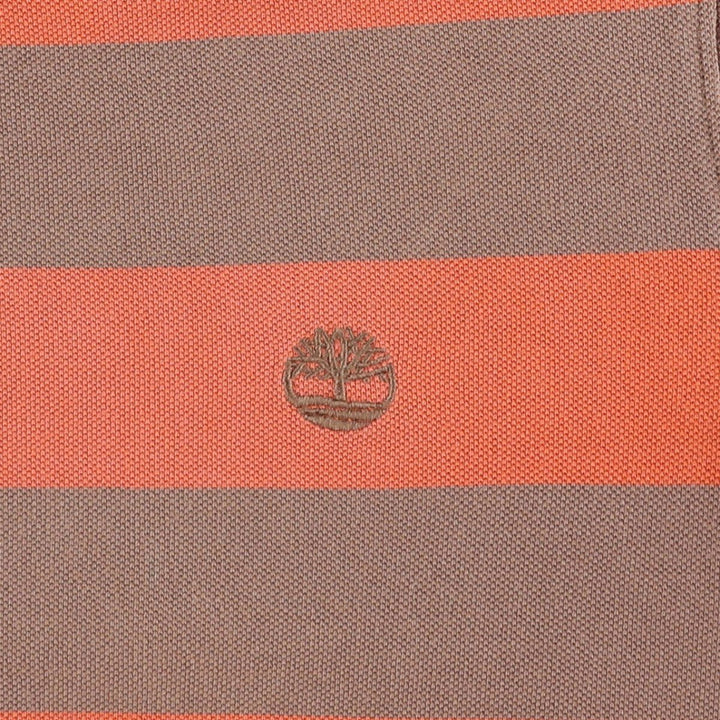Timberland Short-Sleeve Striped Polo Shirt, Men's Size XL (approx.) cotton brown type Vintage Second Hand
