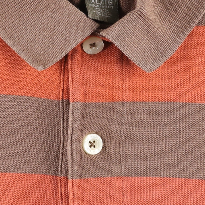 Timberland Short-Sleeve Striped Polo Shirt, Men's Size XL (approx.) cotton brown type Vintage Second Hand