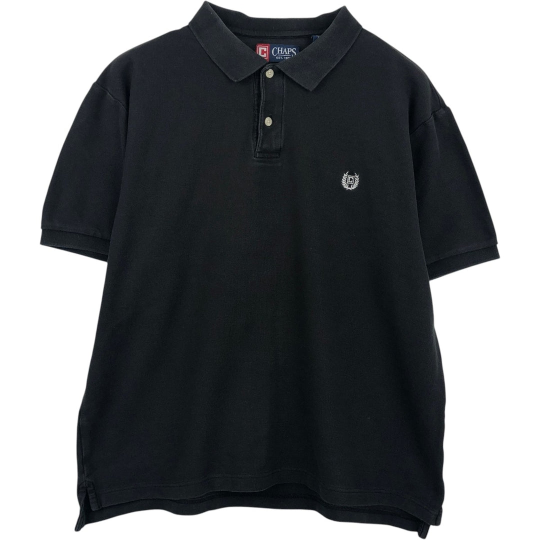 Ralph Lauren CHAPS short sleeve polo shirt, men's size L cotton black type Vintage Second Hand