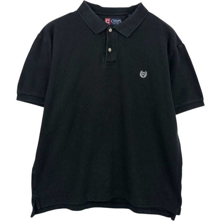 Ralph Lauren CHAPS short sleeve polo shirt, men's size L cotton black type Vintage Second Hand