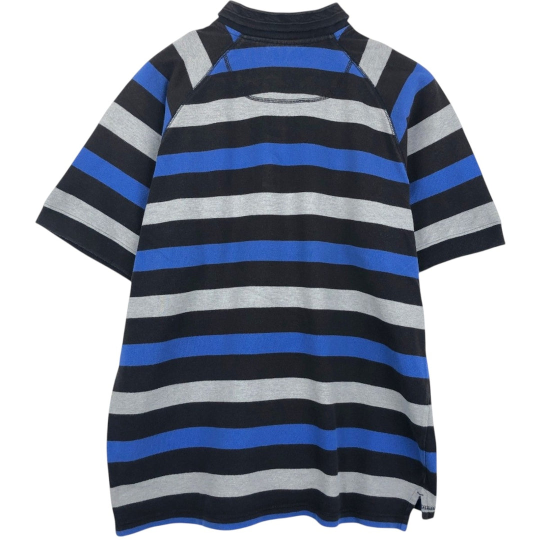 Adidas short sleeve striped polo shirt, men's size L cotton black type Vintage Second Hand
