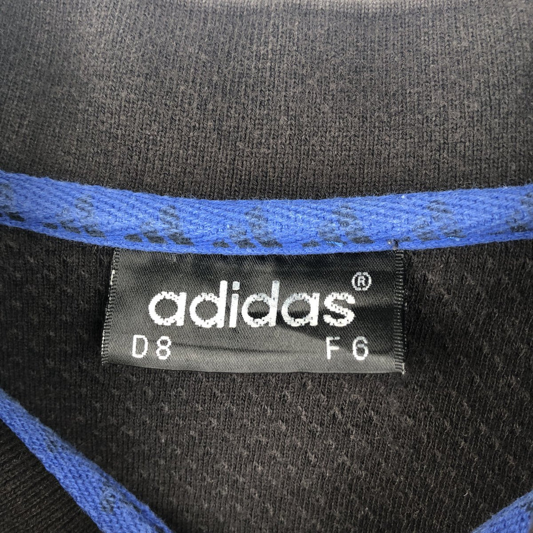 Adidas short sleeve striped polo shirt, men's size L cotton black type Vintage Second Hand