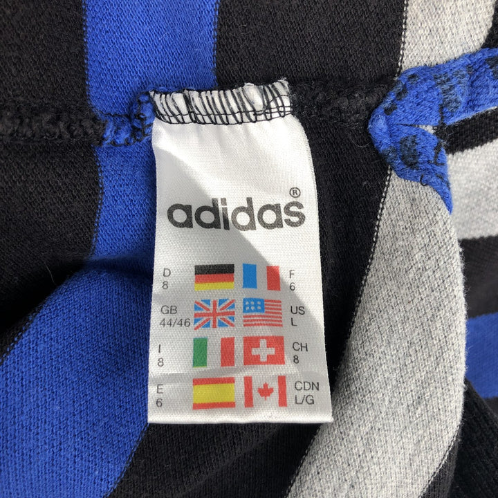 Adidas short sleeve striped polo shirt, men's size L cotton black type Vintage Second Hand