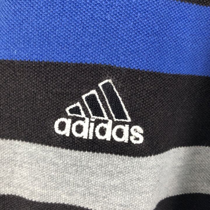 Adidas short sleeve striped polo shirt, men's size L cotton black type Vintage Second Hand