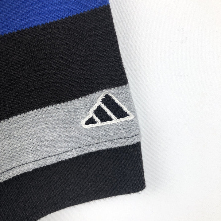 Adidas short sleeve striped polo shirt, men's size L cotton black type Vintage Second Hand