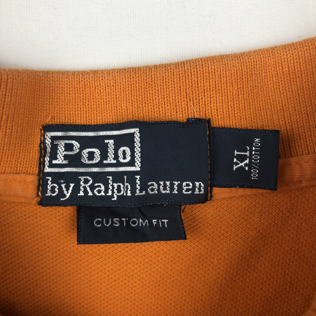 Ralph Lauren POLO by Ralph Lauren CUSTOM FIT short sleeve polo shirt, men's XL size cotton orange type Vintage Second Hand