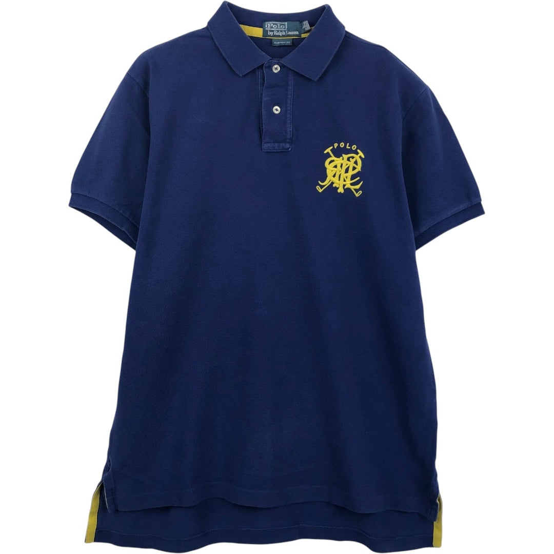 Ralph Lauren POLO by Ralph Lauren CUSTOM FIT short sleeve polo shirt, men's size L cotton Navy blue Vintage Second Hand