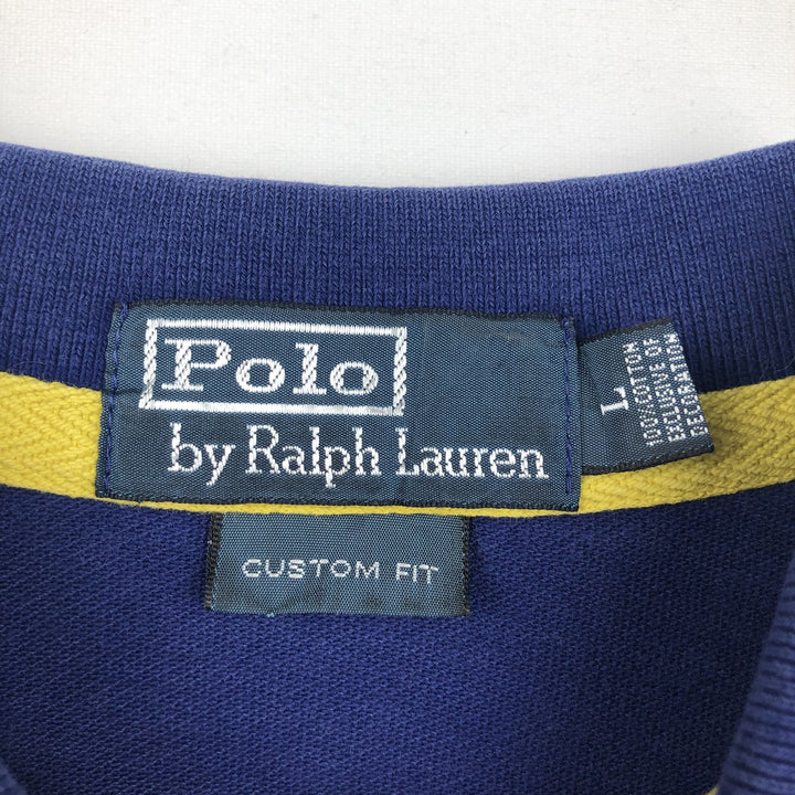 Ralph Lauren POLO by Ralph Lauren CUSTOM FIT short sleeve polo shirt, men's size L cotton Navy blue Vintage Second Hand