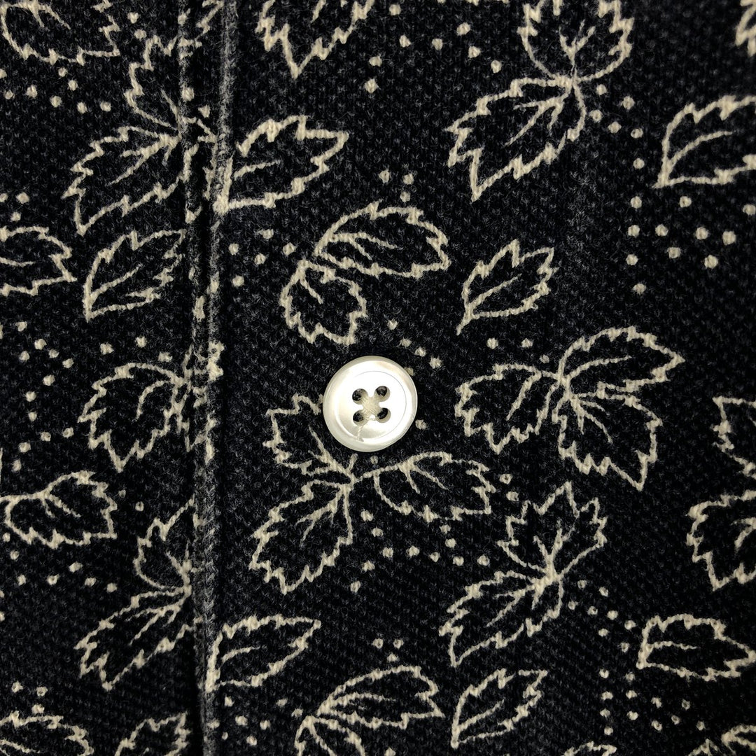 Calvin Klein Sport all-over leaf pattern short-sleeved polo shirt, men's size L (approx.) cotton navy blue type Vintage Second Hand