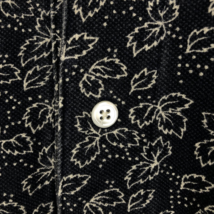 Calvin Klein Sport all-over leaf pattern short-sleeved polo shirt, men's size L (approx.) cotton navy blue type Vintage Second Hand