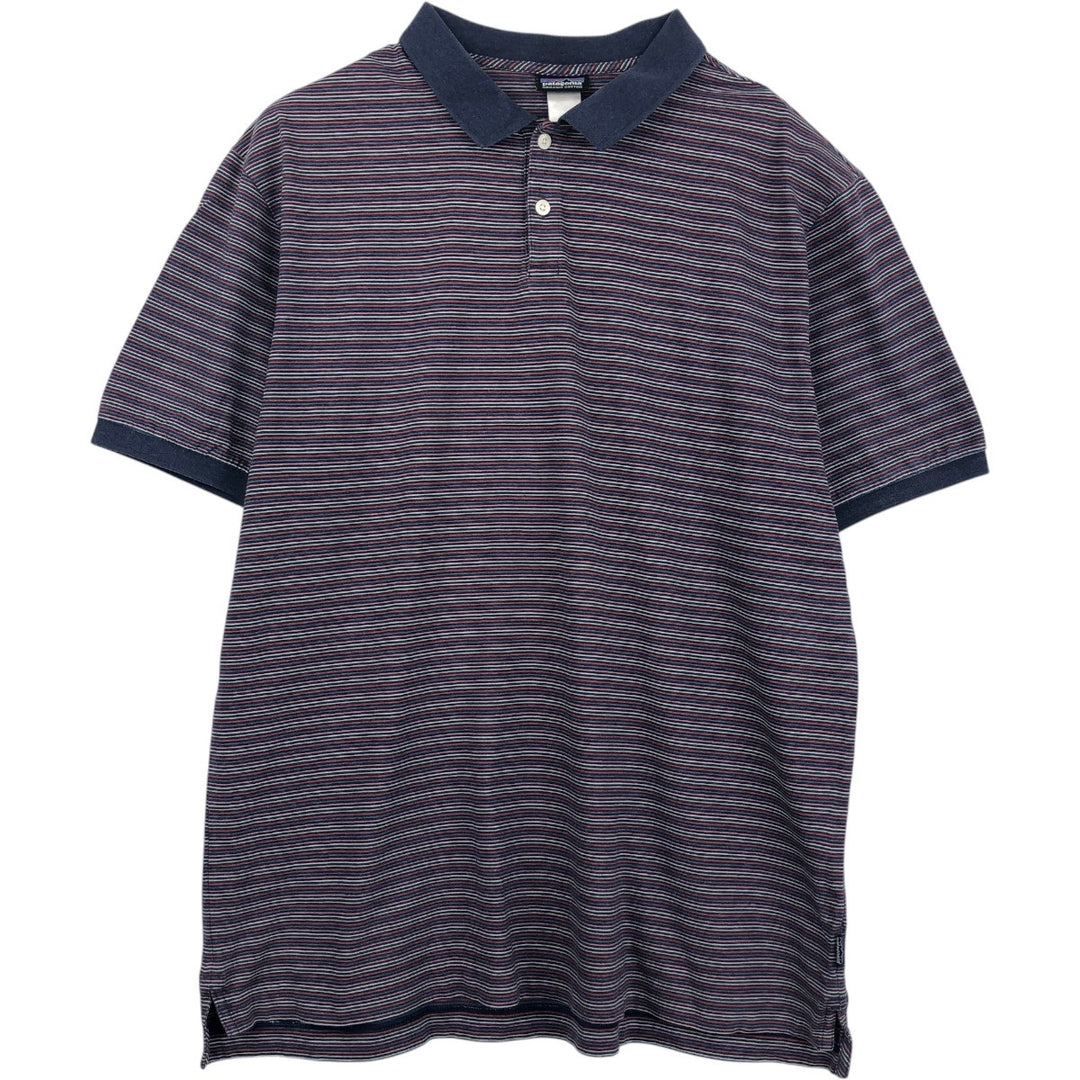 Patagonia Organic Cotton Short-Sleeve Striped Polo Shirt (Men's Size XL) unclear navy blue type Vintage Second Hand