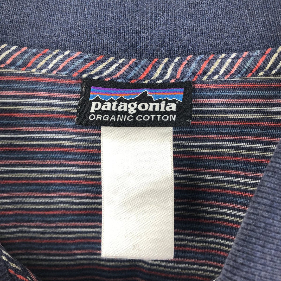 Patagonia Organic Cotton Short-Sleeve Striped Polo Shirt (Men's Size XL) unclear navy blue type Vintage Second Hand