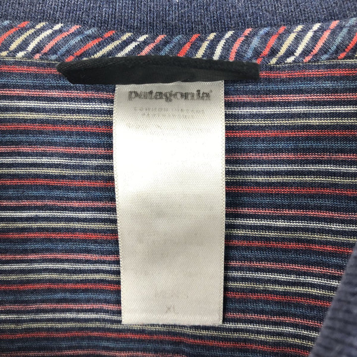 Patagonia Organic Cotton Short-Sleeve Striped Polo Shirt (Men's Size XL) unclear navy blue type Vintage Second Hand