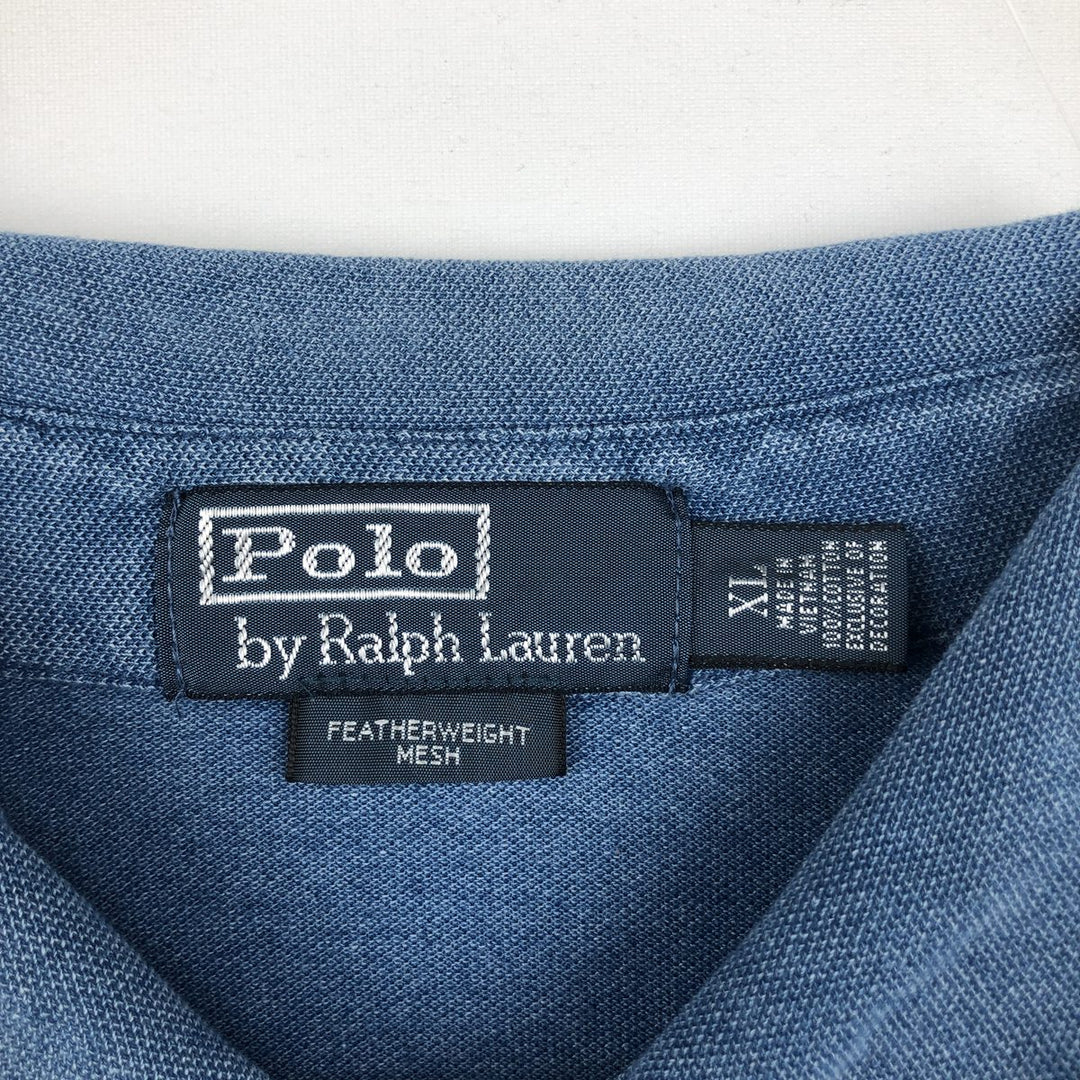 Ralph Lauren POLO by Ralph Lauren short sleeve polo shirt, men's XL size cotton blue type Vintage Second Hand