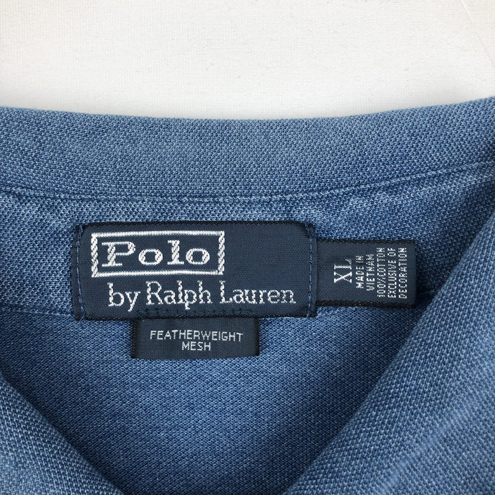 Ralph Lauren POLO by Ralph Lauren short sleeve polo shirt, men's XL size cotton blue type Vintage Second Hand