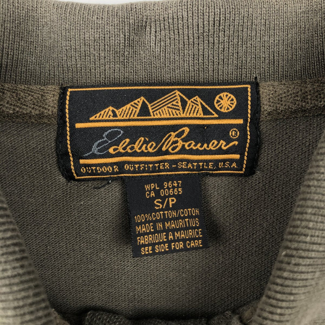 80s-90'S Eddie Bauer Black Tag Short-Sleeve Polo Shirt, Men's Size S (Equivalent), Vintage cotton Khaki type Vintage Second Hand