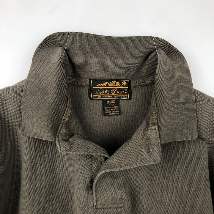 80s-90'S Eddie Bauer Black Tag Short-Sleeve Polo Shirt, Men's Size S (Equivalent), Vintage cotton Khaki type Vintage Second Hand