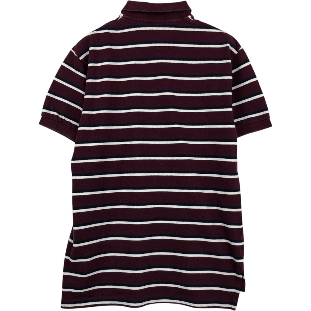 Ralph Lauren POLO by Ralph Lauren short sleeve striped polo shirt, size S for men cotton bordeaux Vintage Second Hand