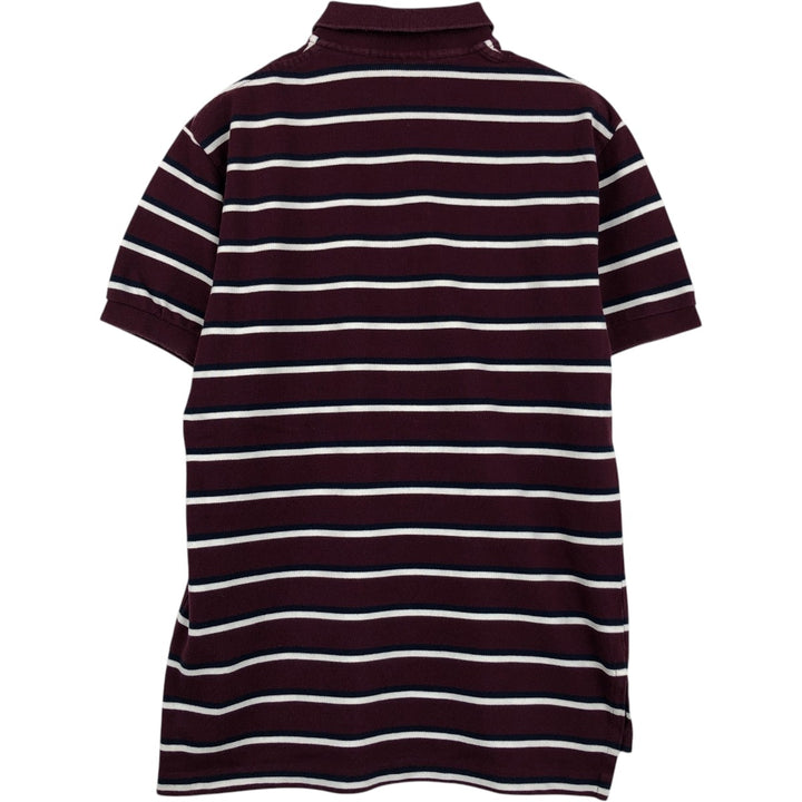 Ralph Lauren POLO by Ralph Lauren short sleeve striped polo shirt, size S for men cotton bordeaux Vintage Second Hand