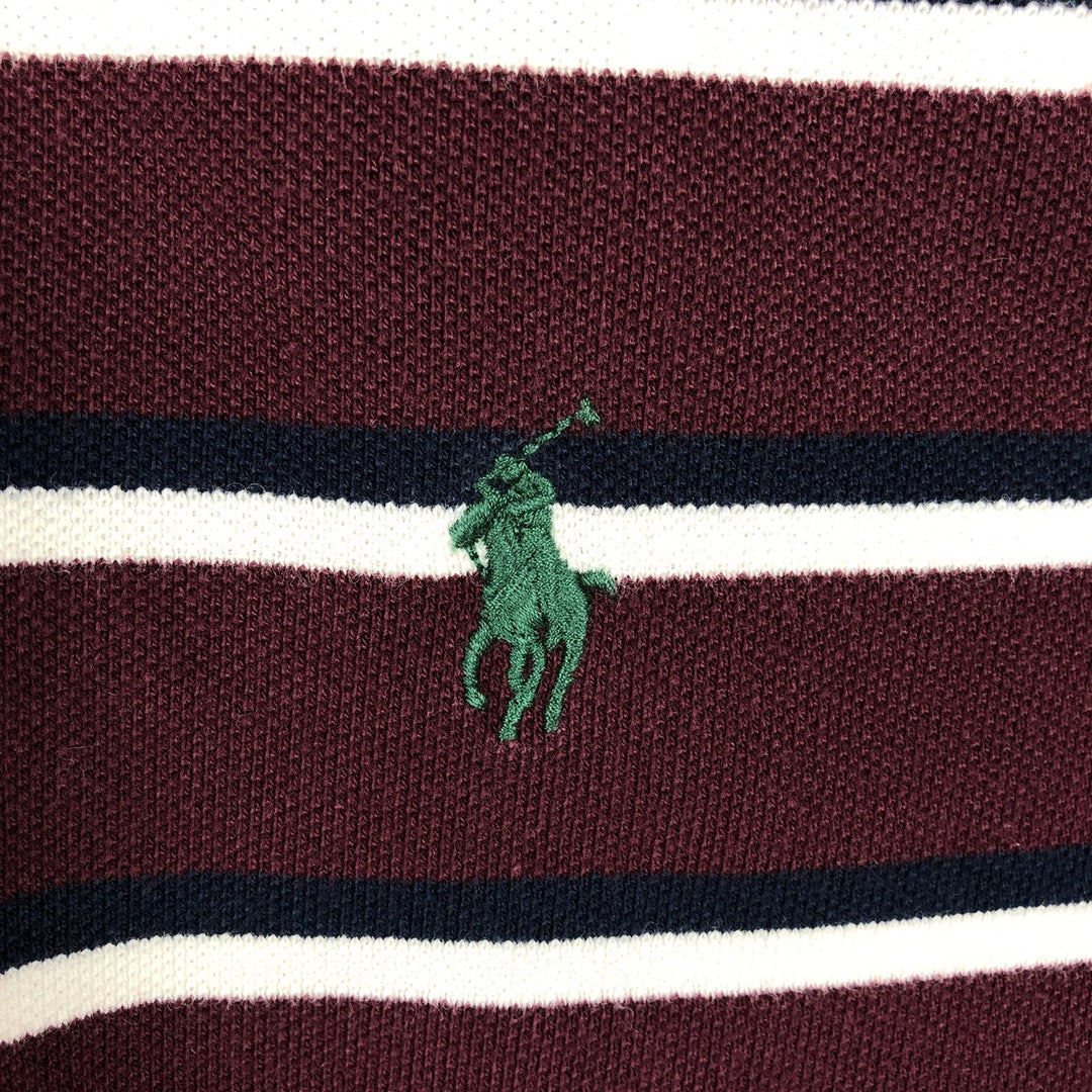 Ralph Lauren POLO by Ralph Lauren short sleeve striped polo shirt, size S for men cotton bordeaux Vintage Second Hand