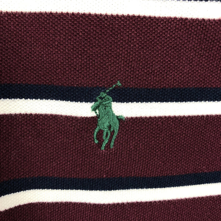 Ralph Lauren POLO by Ralph Lauren short sleeve striped polo shirt, size S for men cotton bordeaux Vintage Second Hand