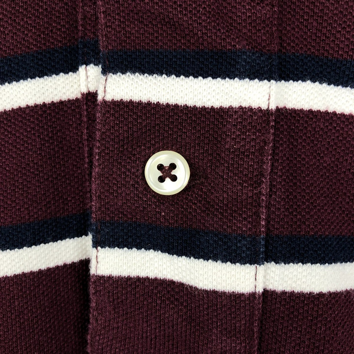 Ralph Lauren POLO by Ralph Lauren short sleeve striped polo shirt, size S for men cotton bordeaux Vintage Second Hand