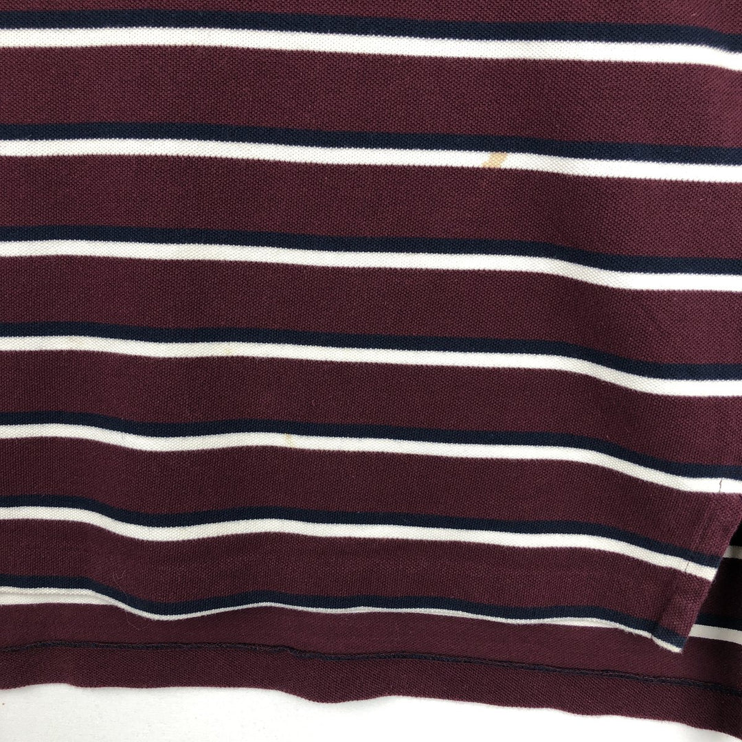 Ralph Lauren POLO by Ralph Lauren short sleeve striped polo shirt, size S for men cotton bordeaux Vintage Second Hand