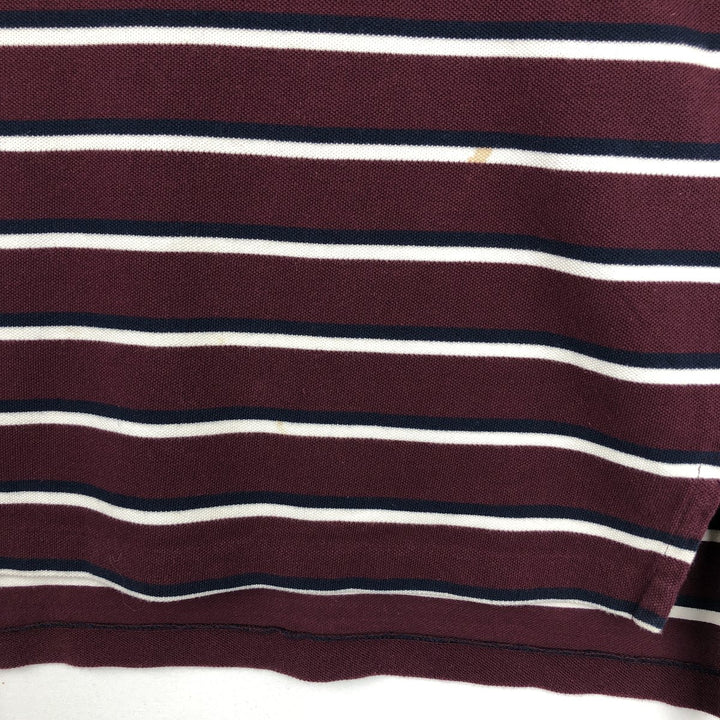 Ralph Lauren POLO by Ralph Lauren short sleeve striped polo shirt, size S for men cotton bordeaux Vintage Second Hand