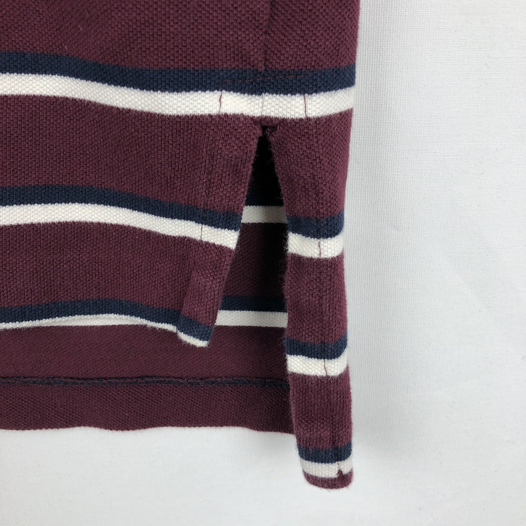 Ralph Lauren POLO by Ralph Lauren short sleeve striped polo shirt, size S for men cotton bordeaux Vintage Second Hand