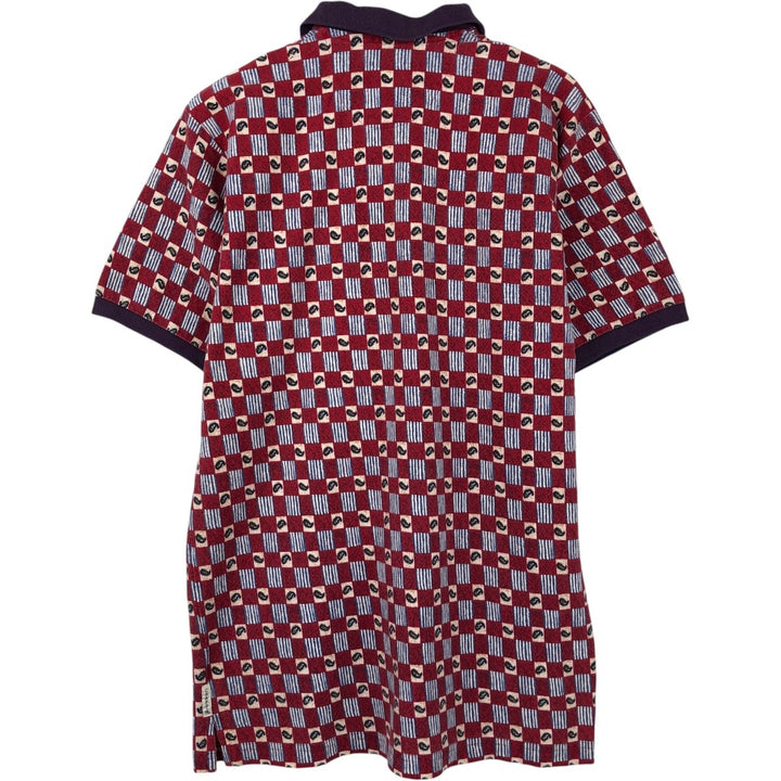 Ralph Lauren CHAPS all-over print short-sleeved polo shirt, men's size M (approx.) cotton red type Vintage Second Hand