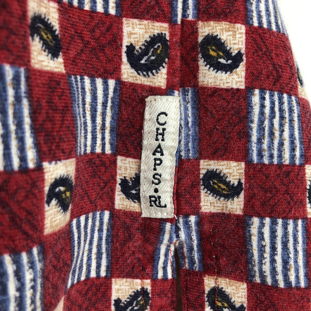 Ralph Lauren CHAPS all-over print short-sleeved polo shirt, men's size M (approx.) cotton red type Vintage Second Hand