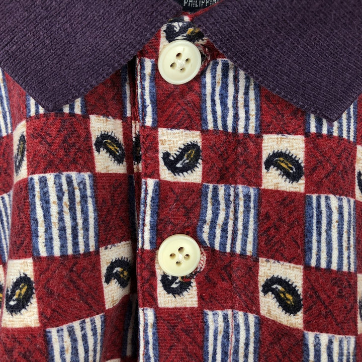 Ralph Lauren CHAPS all-over print short-sleeved polo shirt, men's size M (approx.) cotton red type Vintage Second Hand