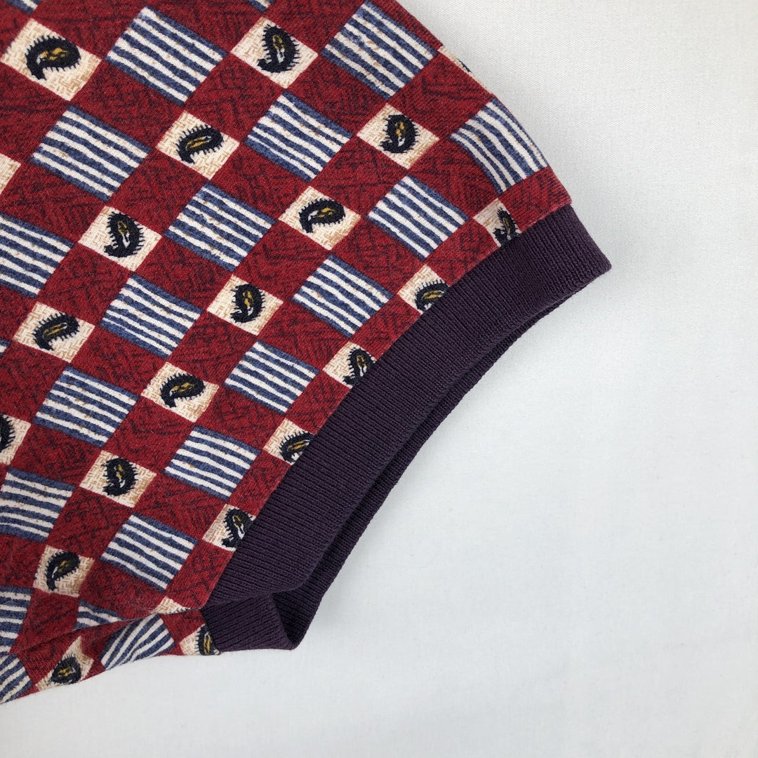 Ralph Lauren CHAPS all-over print short-sleeved polo shirt, men's size M (approx.) cotton red type Vintage Second Hand