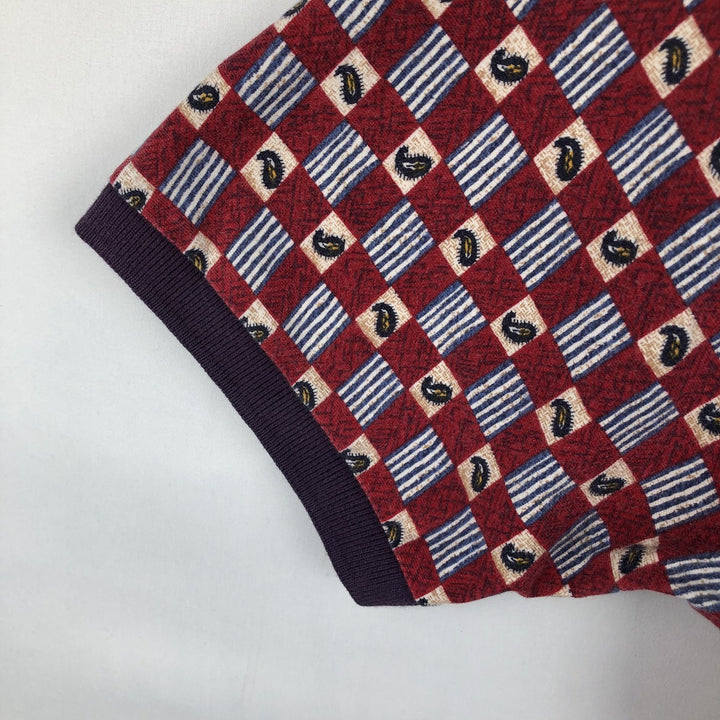 Ralph Lauren CHAPS all-over print short-sleeved polo shirt, men's size M (approx.) cotton red type Vintage Second Hand