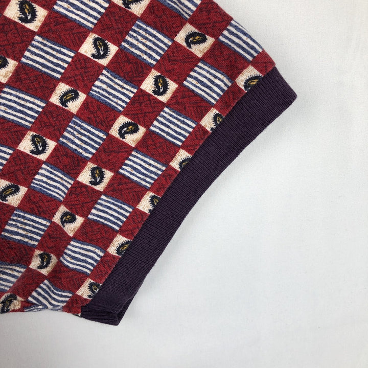 Ralph Lauren CHAPS all-over print short-sleeved polo shirt, men's size M (approx.) cotton red type Vintage Second Hand