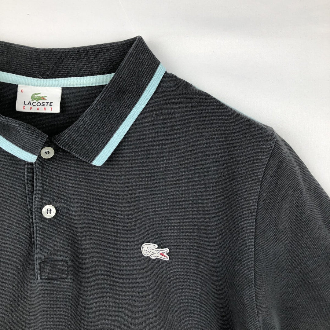 Lacoste Sport Short-Sleeve Polo Shirt, Size 6 (Men's XL equivalent) cotton black type Vintage Second Hand
