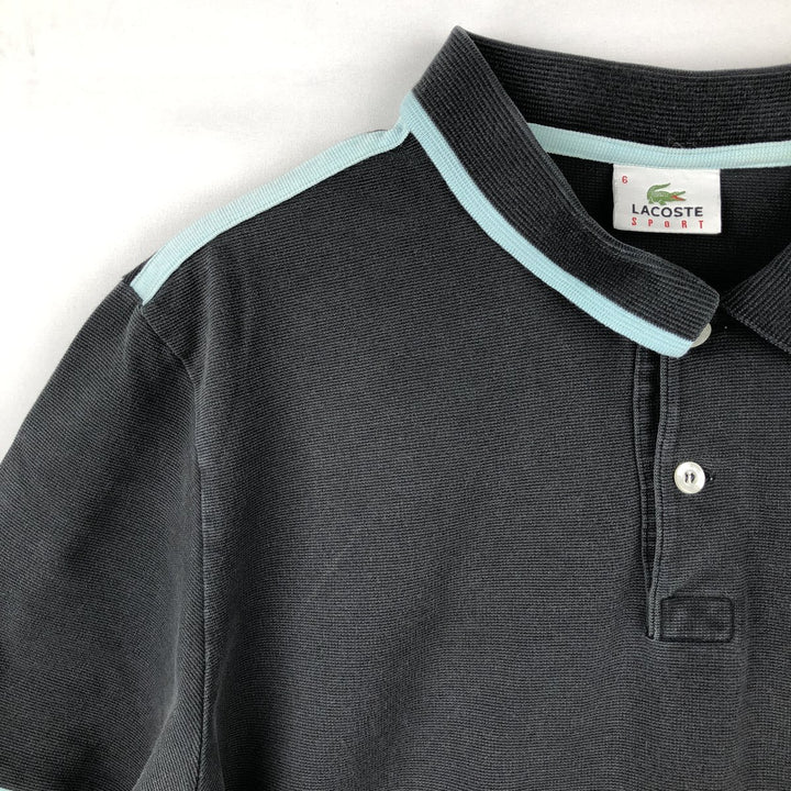 Lacoste Sport Short-Sleeve Polo Shirt, Size 6 (Men's XL equivalent) cotton black type Vintage Second Hand